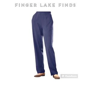 New Woman Within Navy Elastic Waist Knit Pants, Petite Small